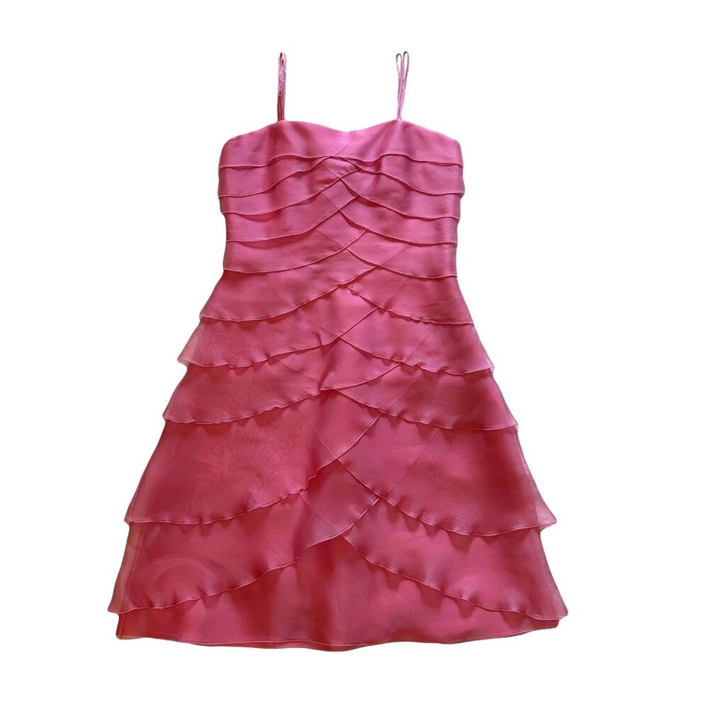 Pilar Rossi 100% Silk Tiered Ruffle Dress
